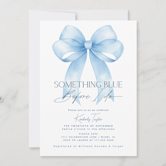 Blue Bow Something Blue Before I do Bridal Shower Invitation (Front)