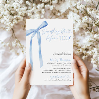Blue Bow Something Blue Before I DO Bridal Shower Invitation
