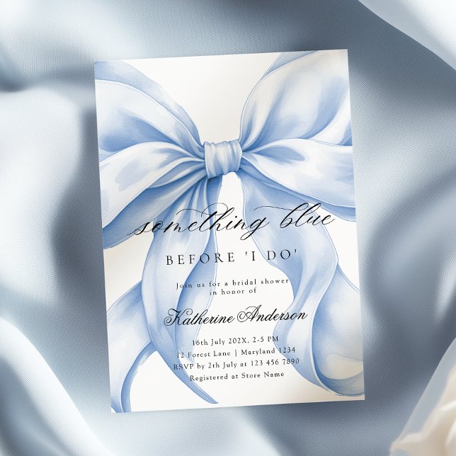 Blue Bow Something Blue Before I do Bridal Shower Invitation (Creator Uploaded)