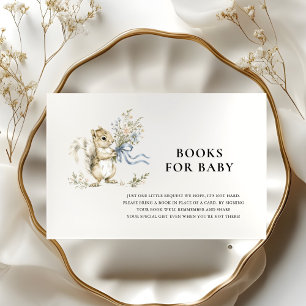 Blue Bow Squirrel Books for Baby Shower Card