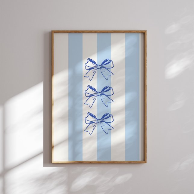 Blue Bow Stripe Pattern Poster (Creator Uploaded)