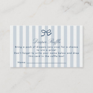 Blue Bow & Stripes Diaper Raffle Enclosure Card