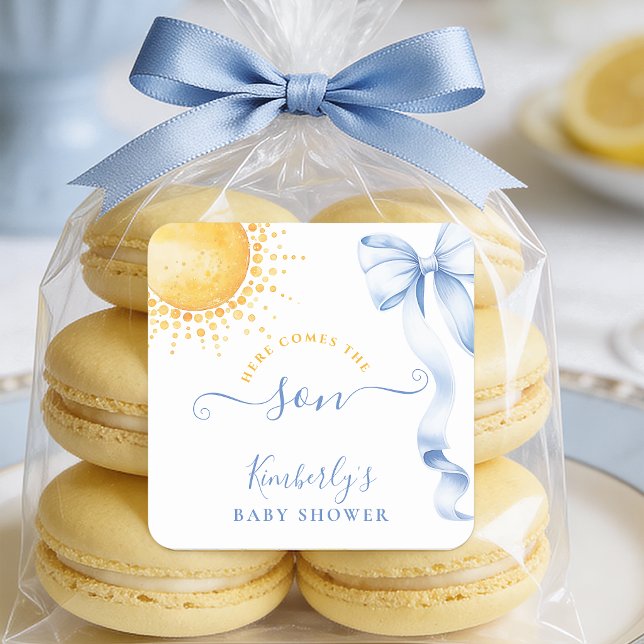 Blue Bow Sun Baby Shower Favour Sticker (Creator Uploaded)