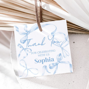 Blue Bow Sweet Sixteen Birthday  Favour Tags