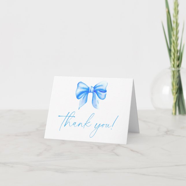Blue Bow Thank You Card (Front)