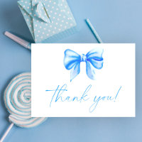 Blue Bow Thank You Card