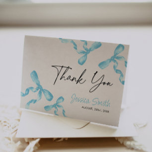 Blue Bow Thank You Card