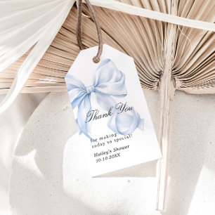 Blue Bow Thank You Tag Coquette Bow Favors Tag