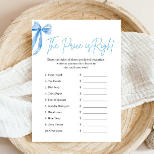 Blue Bow The Price is Right Bridal Shower Game Invitation