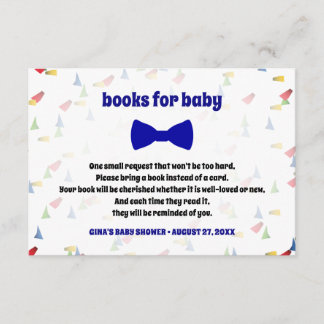 Blue Bow Tie Baby Boy Shower Book Request Cards