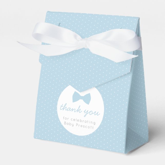 Blue bow tie baby shower favour box (Front Side)