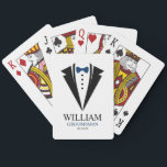 Blue Bow Tie "Groomsman" Tuxedo Playing Cards<br><div class="desc">Personalised gifts for your wedding party.</div>