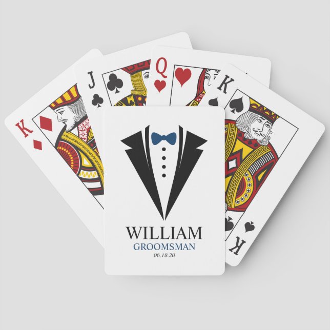 Blue Bow Tie "Groomsman" Tuxedo Playing Cards (Back)