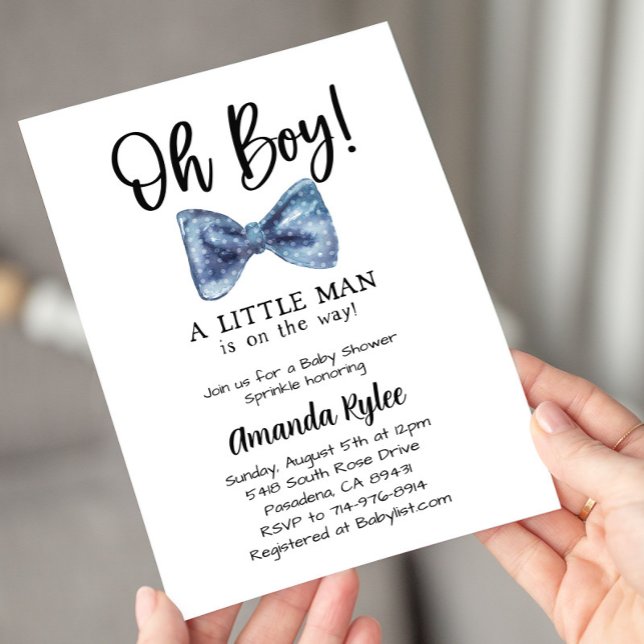 Blue Bow Tie, Little Man Is On The Way Invitation (Creator Uploaded)