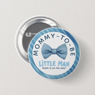 Blue Bow Tie Mummy-to-be Little Man Baby Shower 6 Cm Round Badge