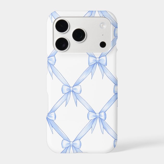 Blue Bow Trellis iPhone Case | Coquette Lattice (Back)