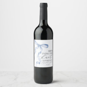 Blue Bow Tying the Knot Bridal Shower Favours Wine Label