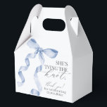 Blue Bow Tying the Knot Bridal Shower Gift Favour Box<br><div class="desc">She Tying the Knot! Elevate your bridal shower with this Coquette Blue Bow Party Decor! This timeless design adds a touch of elegance and charm to any event, featuring a beautifully crafted bow adorned with delicate blue hues. This collection is sure to impress your guests and create lasting memories and...</div>