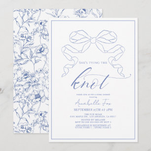 Blue Bow Tying the Knot Bridal Shower Invitation