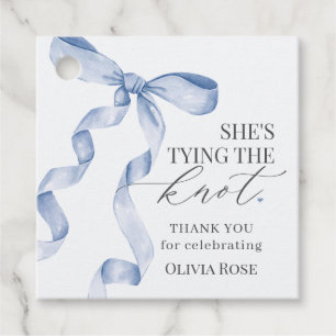Blue Bow Tying the Knot Bridal Shower Party Favour Tags