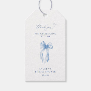 Blue Bow Tying The Knot Bridal Shower Thank You Gift Tags