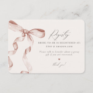 Blue Bow Tying the Knot Registry invitation insert