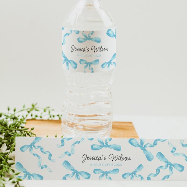 Blue Bow  Water Bottle Label (Creator Uploaded)