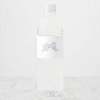Blue bow water bottle label