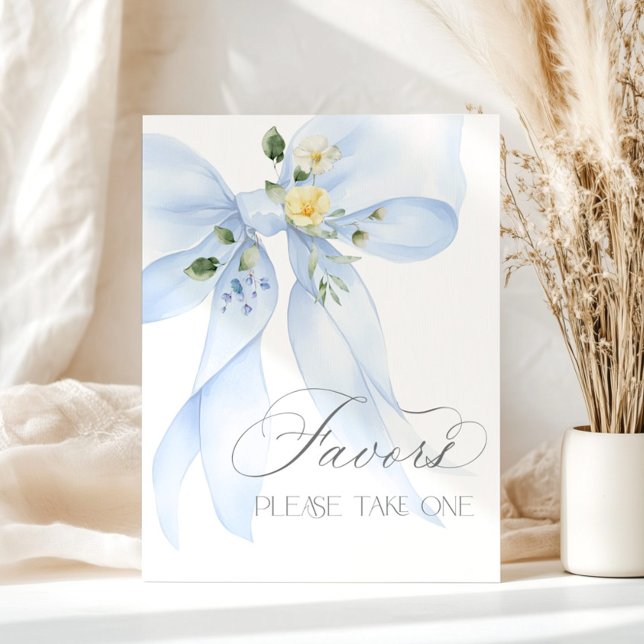 Blue Bow watercolor Favours baby shower Poster (Creator Uploaded)