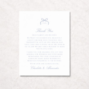 Blue Bow Wedding Thank You Card