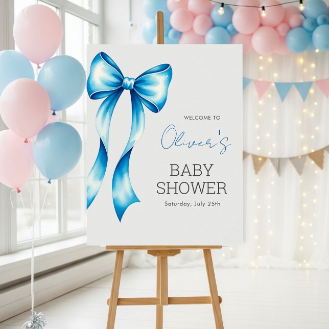 Blue Bow Welcome Sign, Blue Bow Baby Shower  Poster (Creator Uploaded)