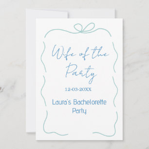blue bow wife of the party name date spanish borde invitation