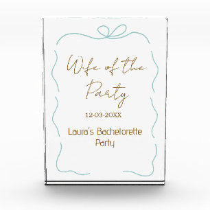 blue bow wife of the party name date spanish borde photo block
