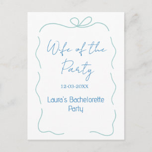 blue bow wife of the party name date spanish borde postcard