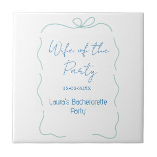 blue bow wife of the party name date spanish borde tile