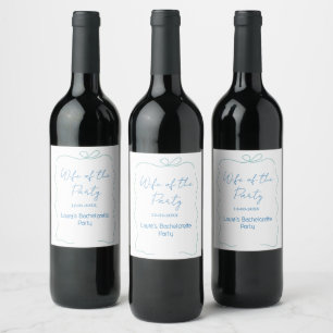 blue bow wife of the party name date spanish borde wine label