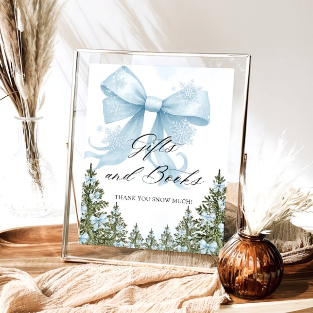 Blue Bow Winter Baby Shower Gift Book Poster (Creator Uploaded)