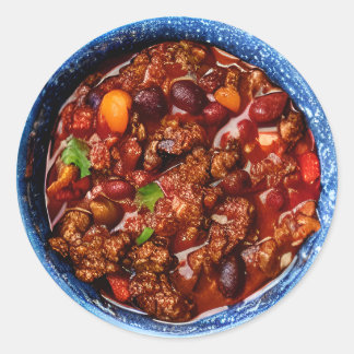 Blue Bowl of Chilli Food Classic Round Sticker
