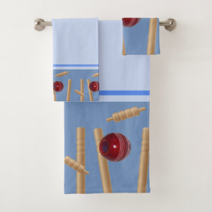 Blue Bowled At Cricket, Bath Towel Set