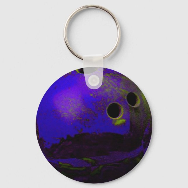 Blue Bowling Ball Customize It Key Ring (Front)