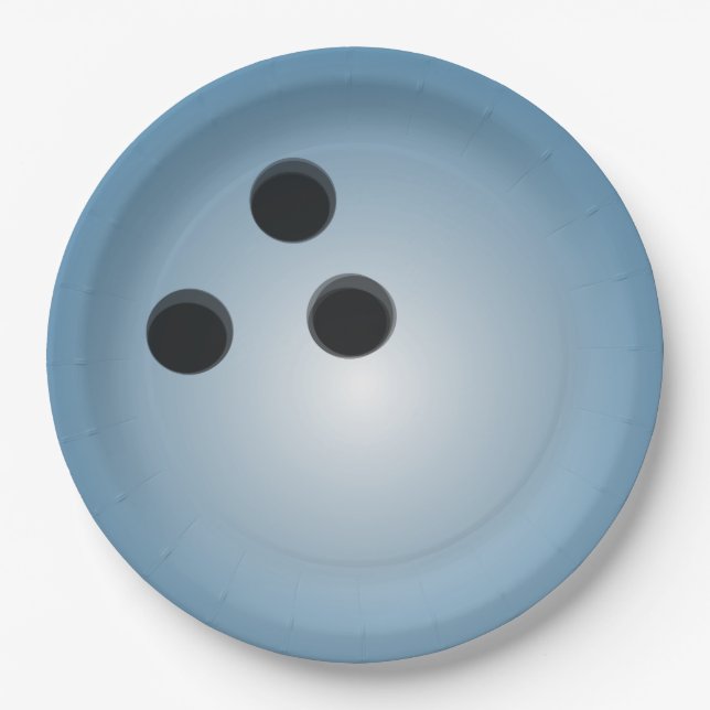 Blue Bowling Ball Paper Plate (Front)