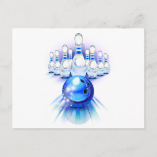 Blue bowling postcard