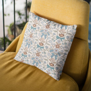 Blue Bows and Blossoms Boho Cushion