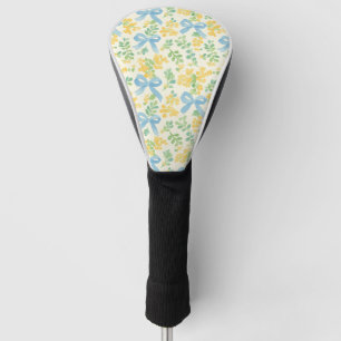 Blue Bows and Yellow Floral Cottagecore Pattern Golf Head Cover