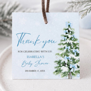 Blue Bows Baby It's Cold Outside Baby Shower Favour Tags