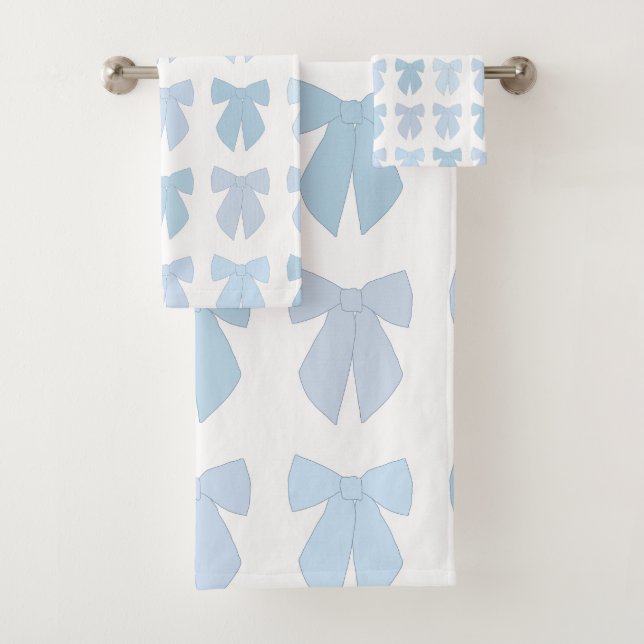 Blue Bows Bath Towel Set (Insitu)