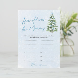 Blue Bows Christmas Baby How Old Was Mummy Game Invitation
