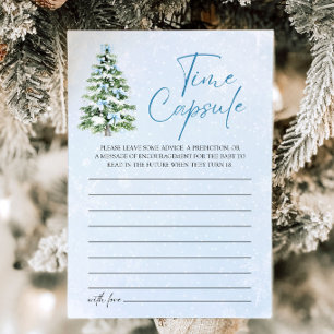 Blue Bows Christmas Baby Shower Time Capsule Game Invitation