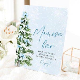 Blue Bows Christmas Tree Snowflake Momosa Bar Sign