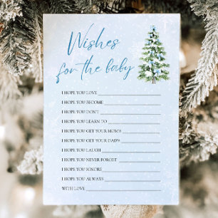 Blue Bows Christmas Wishes For Baby Advice Game Invitation